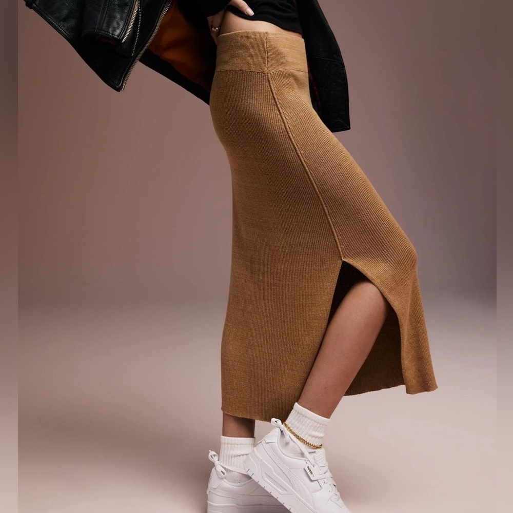 Free People Golden Hour Midi Skirt ✨ Apple Pie Combo Size S | viscose neutral